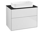Villeroy und Boch Finion Waschtischunterschrank F63200MT 80x60,3x50,1mm, Glass Black Matt, White matt lacquer
