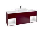 Villeroy und Boch Finion Waschtischunterschrank G451GFHB 160cm, Abdeckplatte white matt, Emotion, Regale Glossy white lacquer, Peony Matt