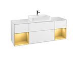 Villeroy und Boch Finion Waschtischunterschrank G451HFGF 160cm, Abdeckplatte white matt, Emotion, Regale Gold matt lacquer, Glossy white lacquer