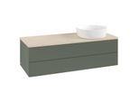 Villeroy und Boch Antao Waschtisch-Unterschrank K23013HL 120x36x50cm, Waschbeckenplattenfarbe botticino, leaf green matt lacquer