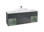 Villeroy und Boch Finion Waschtischunterschrank G451GMHG 160cm, Abdeckplatte white matt, Emotion, Regale Olive matt lacquer, Midnight Blue Matt Lacquer