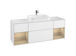 Villeroy und Boch Finion Waschtischunterschrank G451PCGF 160cm, Abdeckplatte white matt, Emotion, Regale Oak Veneer, Glossy white lacquer