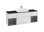 Villeroy und Boch Finion Waschtischunterschrank G452GKMT 160cm, Abdeckplatte black matt, Emotion, Regale Anthracite matt lacquer, White matt lacquer
