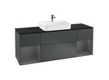 Villeroy und Boch Finion Waschtischunterschrank F452GKHG 160x60,3cm, Abdeckplatte black matt, Regale Anthracite matt lacquer, Midnight Blue Matt Lacquer