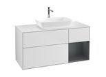 Villeroy und Boch Finion Waschtischunterschrank G831HGMT 120cm, Abdeckplatte white matt, Emotion, Regale Midnight matt lacquer, White matt lacquer