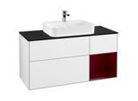 Villeroy und Boch Finion Waschtischunterschrank G422HBGF 120cm, Abdeckplatte black matt, Emotion, Regal rechts Peony matt, Glossy white lacquer