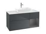 Villeroy und Boch Finion Waschtischunterschrank F831GKHG 120cm, Abdeckplatte white matt, Regale Anthracite matt lacquer, Midnight Blue Matt Lacquer