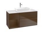 Villeroy und Boch Finion Waschtischunterschrank G821GNGN 120cm, Abdeckplatte white matt, Emotion, Regale Walnut Veneer, Walnut veneer