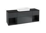 Villeroy und Boch Finion Waschtischunterschrank G332PDHG 160cm, Abdeckplatte black matt, Emotion, Regale Black matt lacquer, Midnight Blue Matt Lacquer