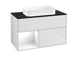 Villeroy und Boch Finion Waschtischunterschrank G652GFMT 100x60,3x50,1cm, Regal links Glossy white lacquer, White matt lacquer