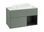 Villeroy und Boch Finion Waschtischunterschrank G661PDGM 100x60,3x50,1cm, Regal rechts Black matt lacquer, Olive Matt Lacquer