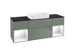 Villeroy und Boch Finion Waschtischunterschrank G742GFGM 160x60,3x50,1cm, Regale Glossy white lacquer, Olive Matt Lacquer