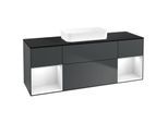 Villeroy und Boch Finion Waschtischunterschrank F742GFHG 160x60,3x50,1cm, Regale Glossy white lacquer, Midnight Blue Matt Lacquer
