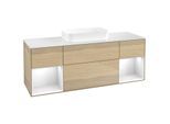 Villeroy und Boch Finion Waschtischunterschrank F741GFPC 160x60,3x50,1cm, Regale Glossy white lacquer, Oak Veneer