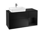Villeroy und Boch Finion Waschtischunterschrank G402PDPD 120cm, Abdeckplatte black matt, Emotion, Regal rechts Black matt lacquer, Black matt lacquer