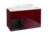 Villeroy und Boch Finion Waschtischunterschrank G651PDHB 100x60,3x50,1cm, Regal links Black matt lacquer, Peony Matt
