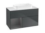 Villeroy und Boch Finion Waschtischunterschrank G651GKHG 100x60,3x50,1cm, Regal links Anthracite matt, Midnight Blue Matt Lacquer