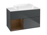 Villeroy und Boch Finion Waschtischunterschrank G651GNHG 100x60,3x50,1cm, Regal links Walnut veneer, Midnight Blue Matt Lacquer