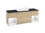 Villeroy und Boch Finion Waschtischunterschrank F742GFPC 160x60,3x50,1cm, Regale Glossy white lacquer, Oak Veneer