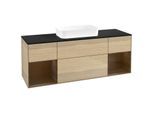 Villeroy und Boch Finion Waschtischunterschrank F742GNPC 160x60,3x50,1cm, Regale Walnut veneer, Oak Veneer