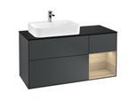 Villeroy und Boch Finion Waschtischunterschrank G402PCHG 120cm, Abdeckplatte black matt, Emotion, Regal rechts Oak Veneer, Midnight Blue Matt Lacquer
