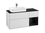 Villeroy und Boch Finion Waschtischunterschrank F402PDMT 120cm, Abdeckplatte black matt, Regal rechts Black matt lacquer, White matt lacquer
