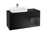 Villeroy und Boch Finion Waschtischunterschrank F402HGPD 120cm, Abdeckplatte black matt, Regal rechts Midnight Blue Matt Lacquer, Black matt lacquer