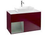 Villeroy und Boch Finion Waschtischunterschrank F771GMHB 100cm, Abdeckplatte white matt, Regale Olive matt lacquer, Peony Matt