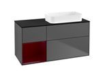 Villeroy und Boch Finion Waschtischunterschrank F682HBGK 120x60,3x50,1cm, Regal links Peony, Anthracite matt