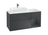 Villeroy und Boch Finion Waschtischunterschrank F401HGHG 120cm, Abdeckplatte white matt, Regal rechts Midnight Blue Matt Lacquer, Midnight Blue Matt Lacquer