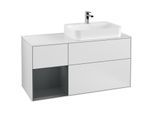 Villeroy und Boch Finion Waschtischunterschrank G391HGMT 120cm, Abdeckplatte white matt, Emotion, Regal links Midnight Blue Matt Lacquer, White matt lacquer