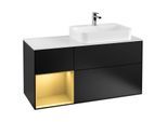 Villeroy und Boch Finion Waschtischunterschrank F391HFPD 120cm, Abdeckplatte white matt, Regal links Gold matt, Black matt lacquer