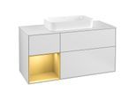 Villeroy und Boch Finion Waschtischunterschrank G291HFMT 120cm, Abdeckplatte white matt, Emotion, Regal links Gold matt, White matt lacquer