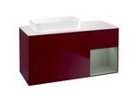 Villeroy und Boch Finion Waschtischunterschrank F691GMHB 120x60,3x50,1cm, Regal rechts Olive Matt Lacquer, Peony Matt