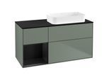 Villeroy und Boch Finion Waschtischunterschrank G682PDGM 120x60,3x50,1cm, Regal links Black matt lacquer, Olive Matt Lacquer