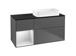 Villeroy und Boch Finion Waschtischunterschrank G682MTGK 120x60,3x50,1cm, Regal links White matt lacquer, Anthracite matt