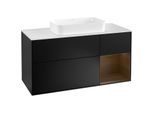 Villeroy und Boch Finion Waschtischunterschrank G301GNPD 120cm, Abdeckplatte white matt, Emotion, Regal rechts Walnut veneer, Black matt lacquer