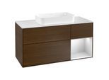 Villeroy und Boch Finion Waschtischunterschrank G301MTGN 120cm, Abdeckplatte white matt, Emotion, Regal rechts White matt lacquer, Walnut veneer