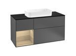 Villeroy und Boch Finion Waschtischunterschrank G292PCGK 120cm, Abdeckplatte black matt, Emotion, Regal links Oak Veneer, Anthracite matt