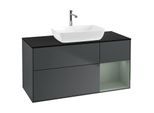 Villeroy und Boch Finion Waschtischunterschrank G832GMHG 120cm, Abdeckplatte black matt, Emotion, Regale Olive matt lacquer, Midnight Blue Matt Lacquer