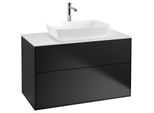 Villeroy und Boch Finion Waschtischunterschrank F76100PD 100x60,3cm, Abdeckplatte white matt, Black matt lacquer