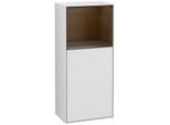 Villeroy und Boch Finion Seitenschrank F500GNMT 41,8x93,6x27cm, links, Regal oben Walnut veneer, White matt lacquer