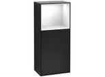 Villeroy und Boch Finion Seitenschrank F500GFPD 41,8x93,6x27cm, links, Regal oben Glossy White, Black matt lacquer