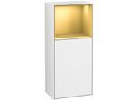 Villeroy und Boch Finion Seitenschrank F510HFGF 41,8x93,6x27cm, rechts, Regal oben Gold matt, Glossy white lacquer