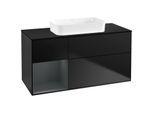 Villeroy und Boch Finion Waschtischunterschrank F702HGPD 120x60,3x50,1cm, Regal links Midnight Blue Matt Lacquer, Black matt lacquer