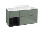 Villeroy und Boch Finion Waschtischunterschrank F701PDGM 120x60,3x50,1cm, Regal links Black matt lacquer, Olive Matt Lacquer