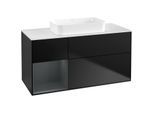 Villeroy und Boch Finion Waschtischunterschrank F701HGPD 120x60,3x50,1cm, Regal links Midnight Blue Matt Lacquer, Black matt lacquer