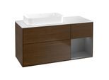 Villeroy und Boch Finion Waschtischunterschrank G691GKGN 120x60,3x50,1cm, Regal rechts Anthracite matt, Walnut veneer