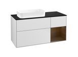 Villeroy und Boch Finion Waschtischunterschrank F692GNMT 120x60,3x50,1cm, Regal rechts Walnut veneer, White matt lacquer