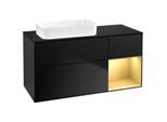 Villeroy und Boch Finion Waschtischunterschrank F692HFPD 120x60,3x50,1cm, Regal rechts Gold matt, Black matt lacquer